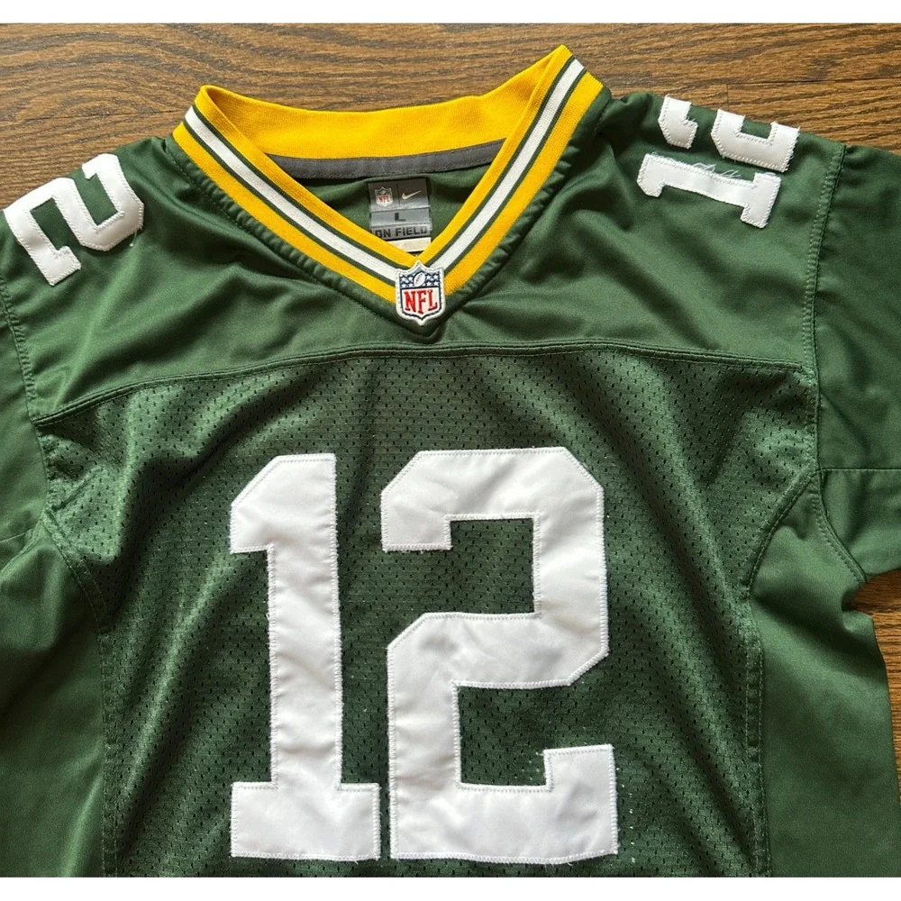 Nike NFL Green Bay Packers Aaron Rodgers 12 Youth Boys Large Football Jersey